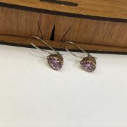 GÜMÜŞ PEMBE ZİRKON TAŞLI DAMLA KÜPE