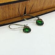 GÜMÜŞ ROSE YEŞİL ZİRKON TAŞLI KÜPE