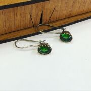 GÜMÜŞ ROSE YEŞİL ZİRKON TAŞLI KÜPE