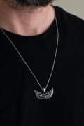 Gümüş Melek Kanadı Kanatlı Erkek Kolye Zincir