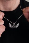 Gümüş Melek Kanadı Kanatlı Erkek Kolye Zincir