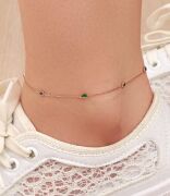 GÜMÜŞ ROSE YEŞİL VE SİYAH ZİRKON TAŞLI DAMLA HALHAL