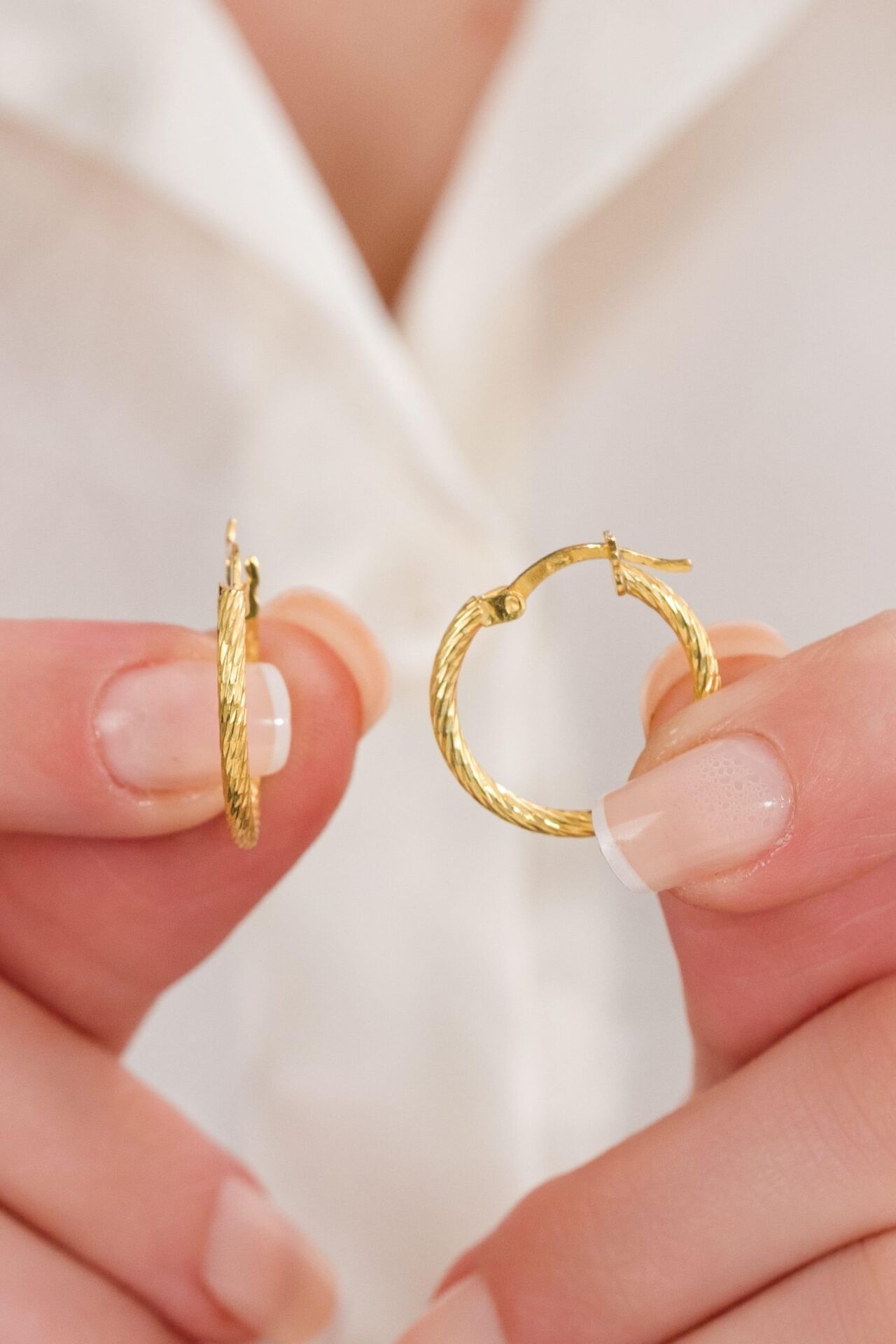 20 mm Gümüş Altın Gold Kaplama Halka Küpe