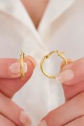 20 mm Gümüş Altın Gold Kaplama Halka Küpe