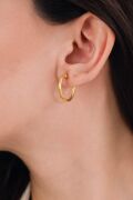 20 mm Gümüş Altın Gold Kaplama Halka Küpe