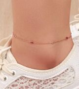 GÜMÜŞ ROSE KOYU PEMBE DAMLA ZİRKON TAŞLI HALHAL