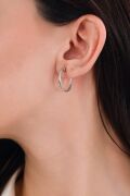20 mm Gümüş Çizgili Kalem İşleme Halka Küpe