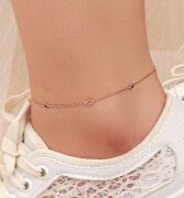 GÜMÜŞ ROSE PEMBE VE SİYAH DİKDÖRTGEN ZİRKON TAŞLI HALHAL