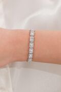 Gümüş Dikdörtgen Baget Beyaz Zirkon Taşlı Rodyumlu Su Yolu Bileklik