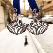 GÜMÜŞ MARKAZİT VE KÖK ZÜMRÜT TAŞLI KÜPE