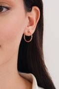 20 mm Gümüş Rose Kaplama Sarmal Kalem İşlemeli Halka Küpe