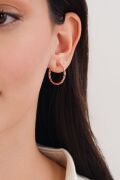 20 mm Gümüş Rose Kaplama Sarmal Kalem İşlemeli Halka Küpe