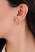 20 mm Gümüş Rose Kaplama Sarmal Kalem İşlemeli Halka Küpe