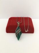 GÜMÜŞ YEŞİL AKİK TAŞLI KOLYE