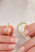 20 mm Gümüş Altın Gold Kaplama Sarmal Kalem İşleme Halka Küpe