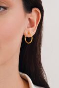 20 mm Gümüş Altın Gold Kaplama Sarmal Kalem İşleme Halka Küpe