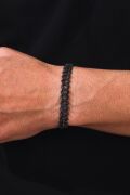 Erkek 10 mm Gümüş Karartmalı Tam Tur Siyah Zirkon Taşlı  Gurmet Zincir Bileklik