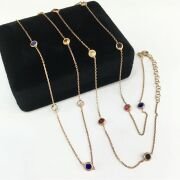 GÜMÜŞ ROSE BRONZ RENK ZİRKON TAŞLI RENKLİ TİFFANY KOLYE