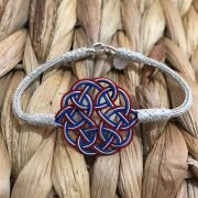 GÜMÜŞ KAZAZİYE AŞK DÜĞÜMÜ BORDO MAVİ BİLEKLİK