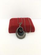 GÜMÜŞ MARKAZİT VE SİYAH MİNE İŞLEMELİ HELEZON KOLYE