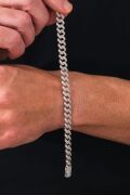 Erkek 10 mm Gümüş Tam Tur Beyaz Zirkon Taşlı Gurmet Zincir Bileklik