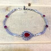 GÜMÜŞ TELKARİ KÖK YAKUT TAŞLI DAMLA BİLEKLİK