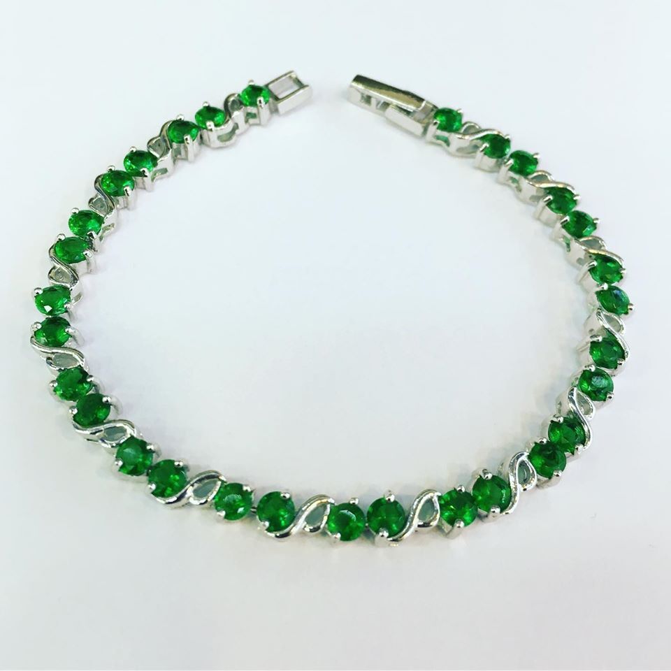 GÜMÜŞ YEŞİL ZİRKON TAŞLI BİLEKLİK