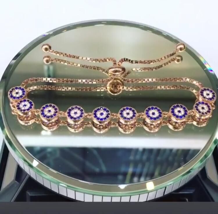 GÜMÜŞ ROSE NAZAR BONCUKLU ASANSÖRLÜ BİLEKLİK