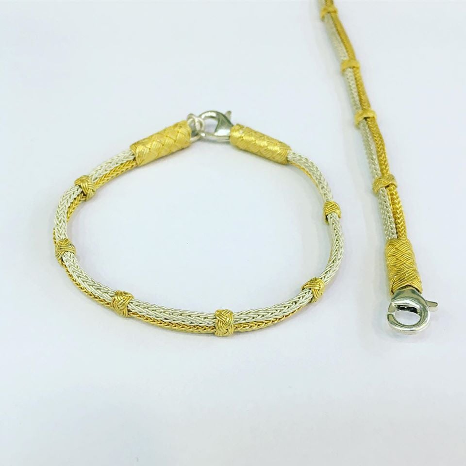 GÜMÜŞ SARI BEYAZ ALTIN KAPLAMA KAZAZİYE UNİSEX BİLEKLİK