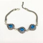 GÜMÜŞ GÖK MAVİSİ ZİRKON TAŞLI TELKARİ DAMLA BİLEKLİK