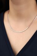 GÜMÜŞ YASSI İTALYAN EZME ZİNCİR KOLYE ROSE BRONZ - 45 cm