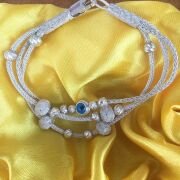 GÜMÜŞ KAZAZİYE NAZAR BONCUKLU GÖZ BİLEKLİK