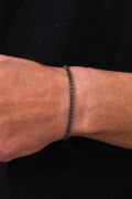 GÜMÜŞ 2.5 MM ERKEK KÜP SİYAH OKSİTLİ KARARTILMIŞ ZİNCİR BİLEKLİK