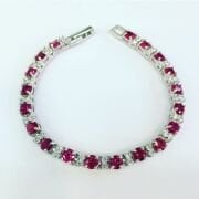 GÜMÜŞ KOYU PEMBE ZİRKON TAŞLI BİLEKLİK