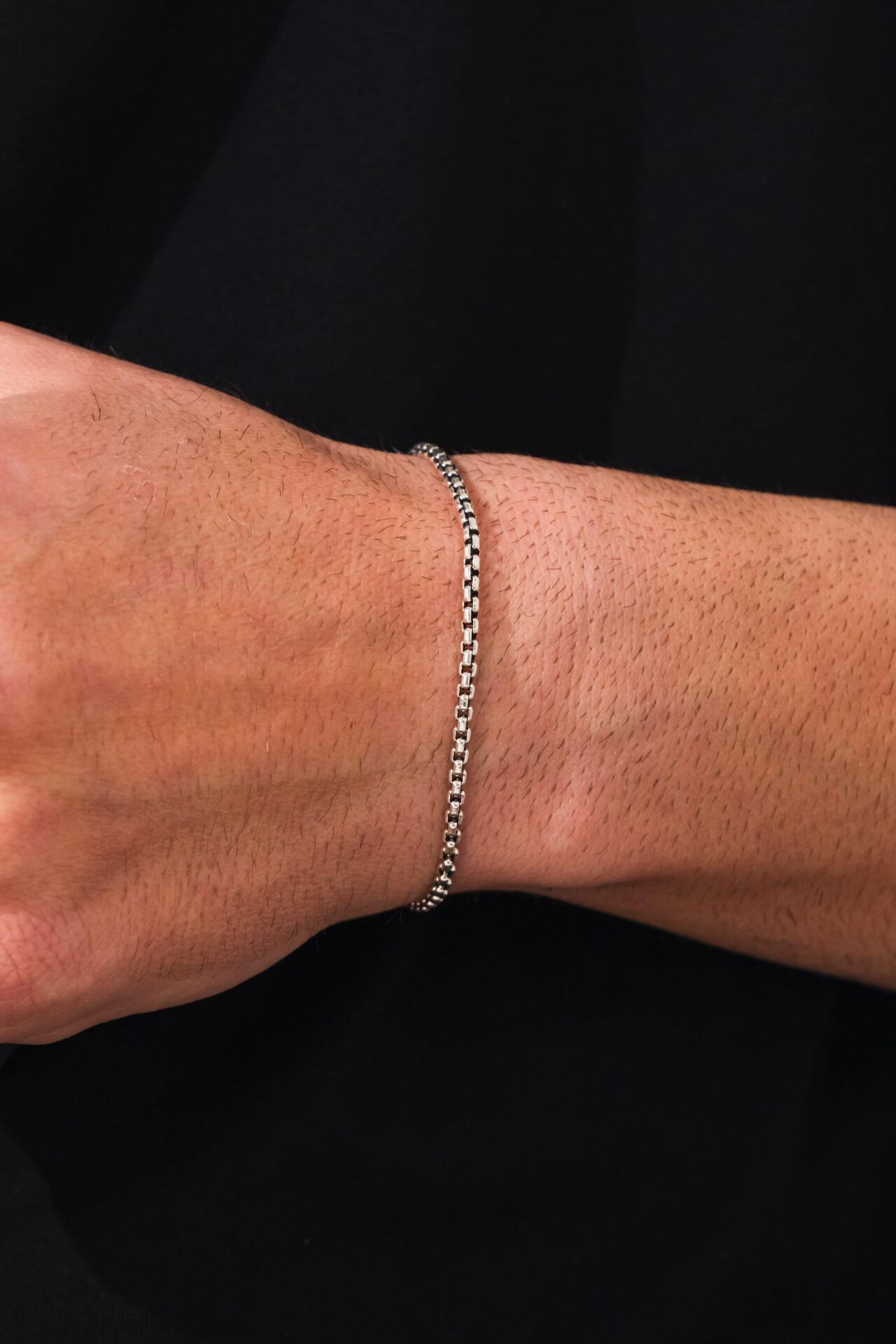 GÜMÜŞ 2.75 MM ERKEK KÜP OKSİTLİ ZİNCİR BİLEKLİK