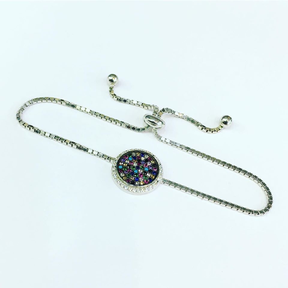 GÜMÜŞ RENKLİ ZİRKON TAŞLI YUVARLAK ASANSÖRLÜ BİLEKLİK