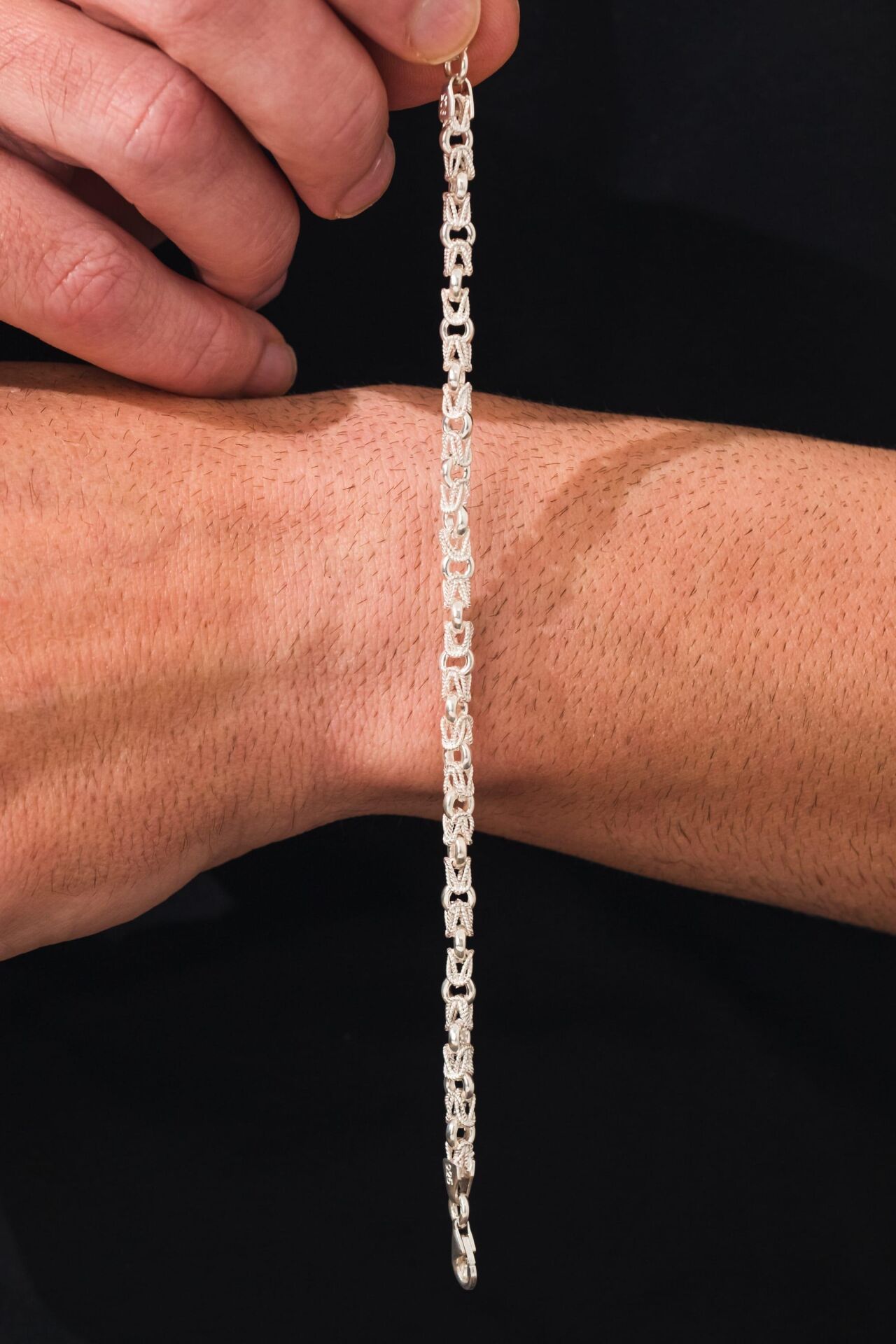 GÜMÜŞ 5 MM ERKEK KRAL KAFES ZİNCİR ZİNCİRİ BİLEKLİK