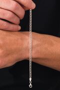 GÜMÜŞ 4.3 MM ERKEK GURMET AYARLANABİLİR ZİNCİR ZİNCİRİ BİLEKLİK