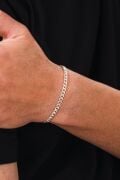 GÜMÜŞ 4.3 MM ERKEK GURMET AYARLANABİLİR ZİNCİR ZİNCİRİ BİLEKLİK
