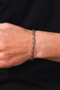 GÜMÜŞ 4.5 MM ERKEK OKSİTLİ KARARTMALI DESEN ZİNCİR ZİNCİRİ BİLEKLİK