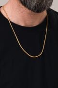GÜMÜŞ 2.5 MM ALTIN GOLD KAPLAMA YASSI İTALYAN MODEL YILAN  ZİNCİR KOLYE