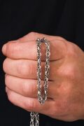 GÜMÜŞ 5 MM ERKEK KRAL KAFES ÖRGÜ OKSİTLİ KARARTMALI ZİNCİR KOLYE