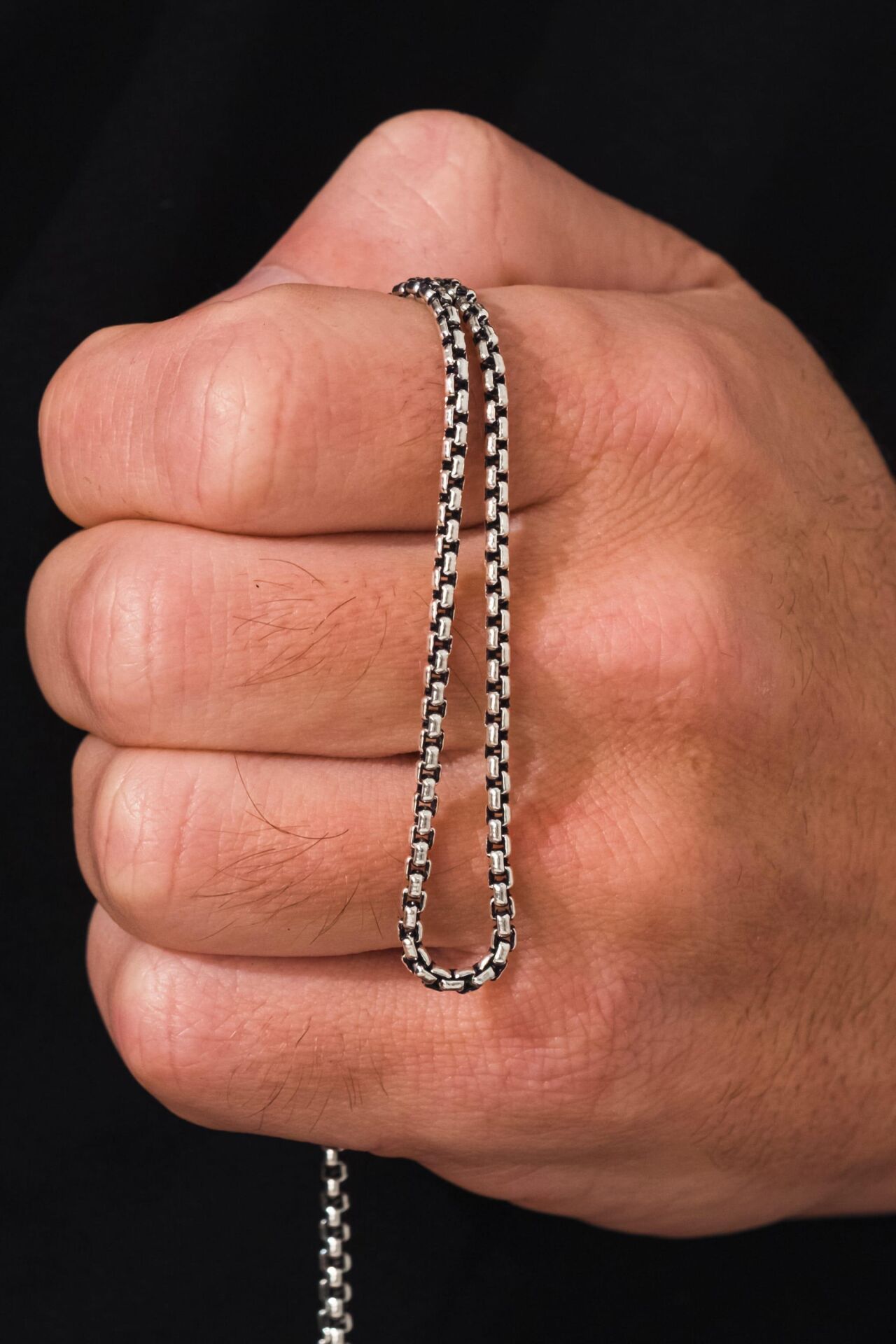 GÜMÜŞ 2.5 MM ERKEK  OKSİTLİ KARARTILMIŞ  ZİNCİR KOLYE