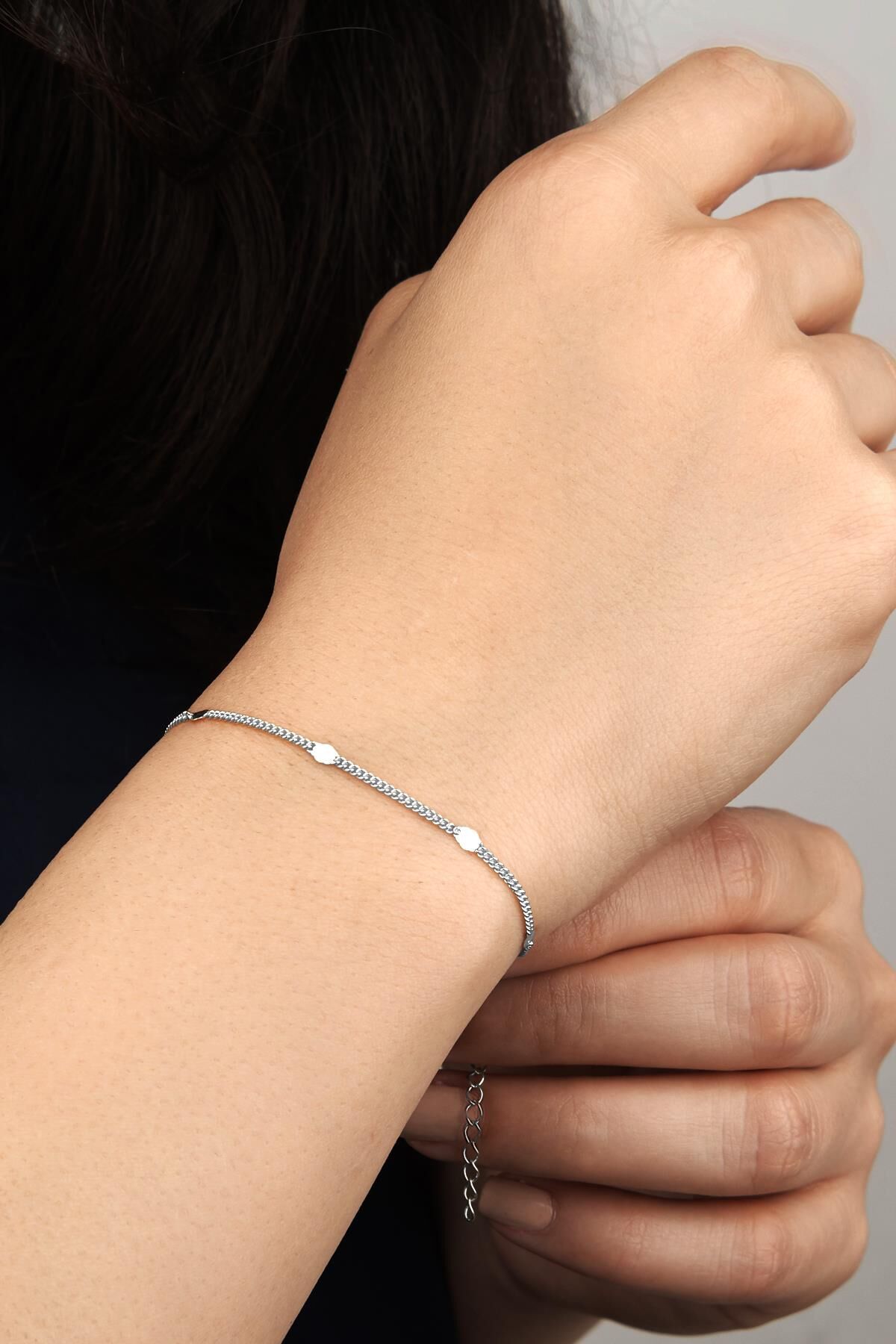 GÜMÜŞ PULLU GURMET KILÇIK İTALYAN ZİNCİR BİLEKLİK GÜMÜŞ