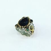 GÜMÜŞ TELKARİ SİYAH ZİRKON TAŞLI DAMLA YÜZÜK