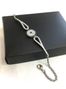 Gümüş Mavi Nazar Boncuklu Zirkon Taşlı Bileklik