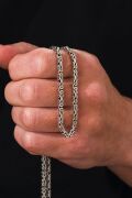 GÜMÜŞ 3 MM ERKEK KRAL KİNG KARE MODEL OKSİTLİ KARARTMALI ZİNCİR KOLYE
