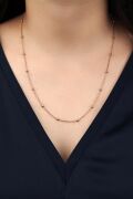 GÜMÜŞ TOPLU İTALYAN ZİNCİR MODEL DORİKA KOLYE ROSE BRONZ - 40 cm