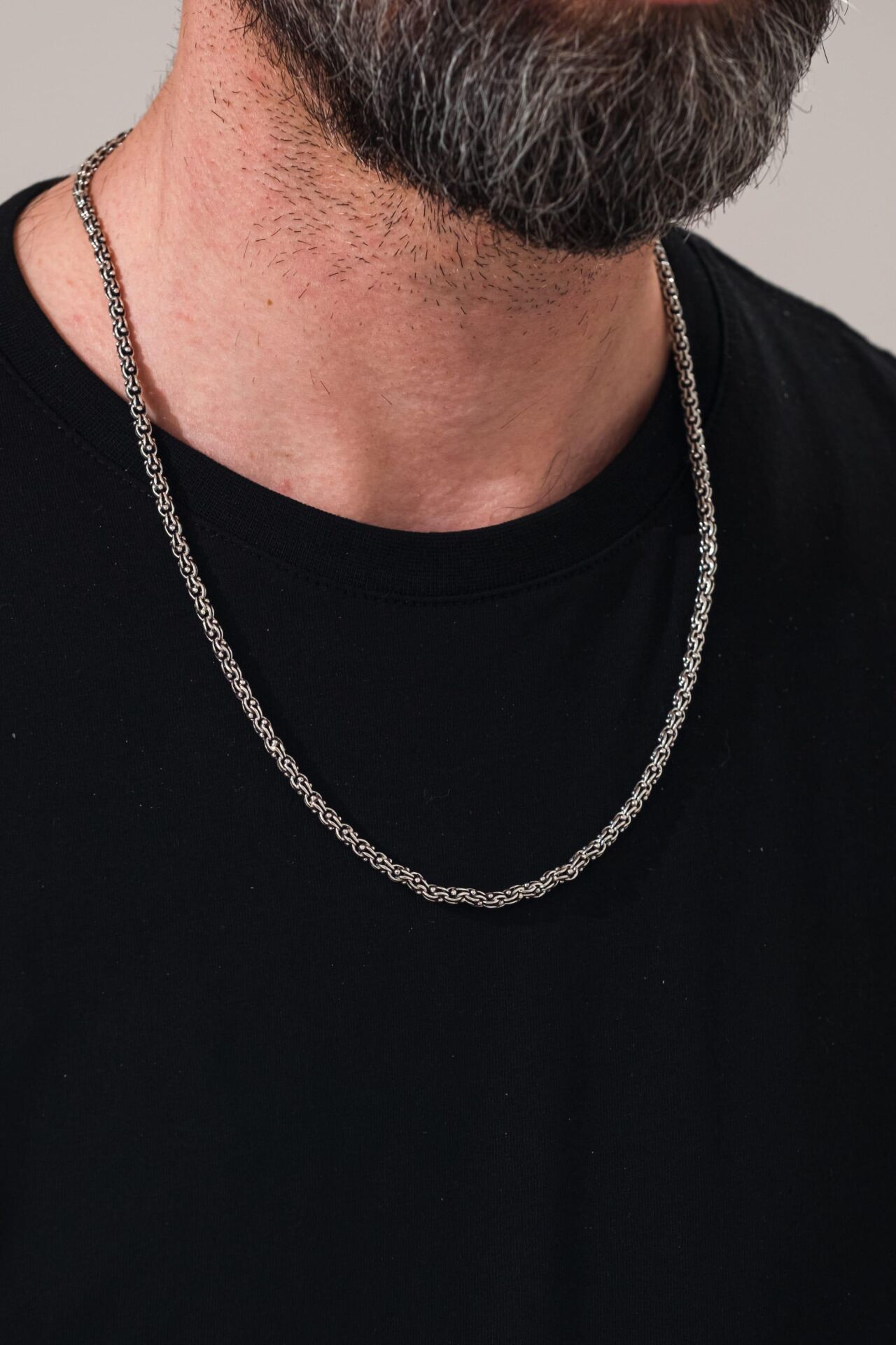 GÜMÜŞ 3.6 MM ERKEK KRAL ARNAVUT ZİNCİRİ MODEL OKSİTLİ KARARTMALI ZİNCİR KOLYE