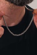 GÜMÜŞ 3.6 MM ERKEK KRAL ARNAVUT ZİNCİRİ MODEL OKSİTLİ KARARTMALI ZİNCİR KOLYE